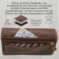 Preview: flevado Damengeldbörse Echt Leder RFID Schutz Schnallenoptik Klickverschluss Dunkelbraun-Glattleder
